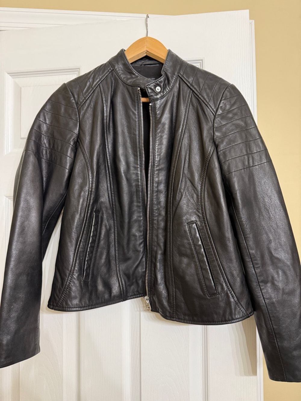 Lucky Brand Women's Black Leather Moto Jacket